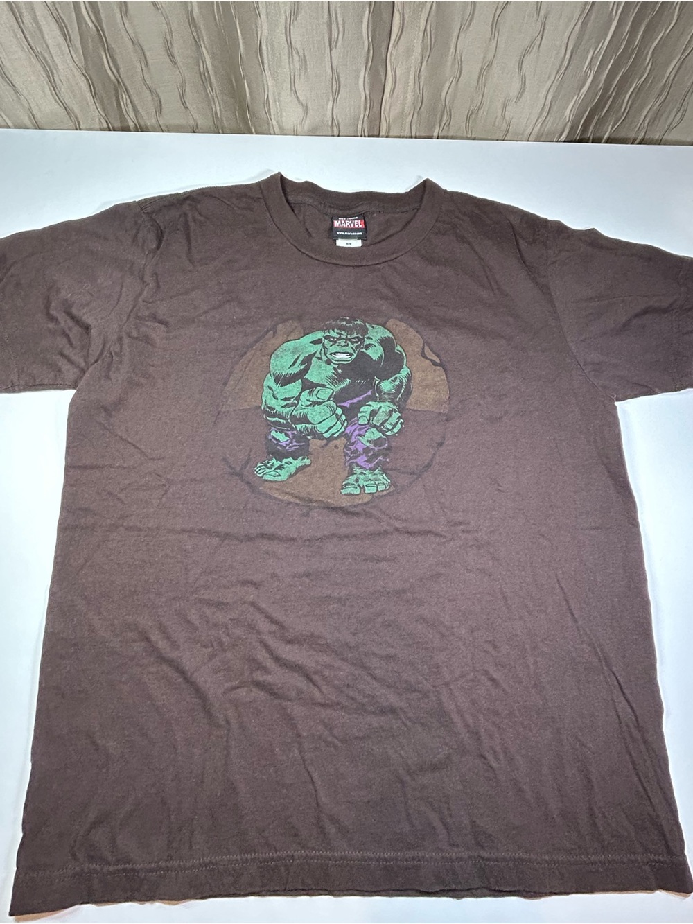 Marvel Men's M Incredible Hulk Brown Short Sleeve Tee Green Graphic MAD Engine
